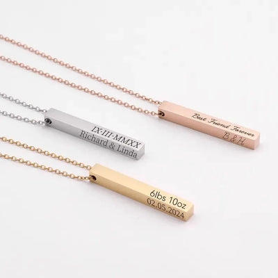 Personalised Bar Necklace Engraved Necklace