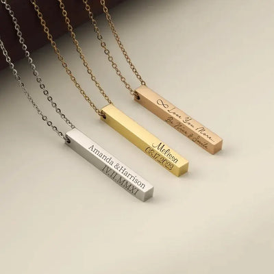 Personalised Bar Necklace Engraved Necklace