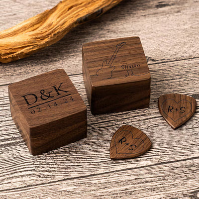 Personalised Wooden Guitar Picks Box