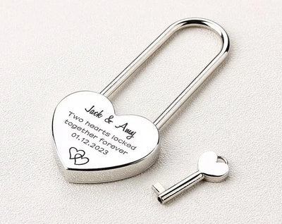 Personalized Heart Love Lock with Key