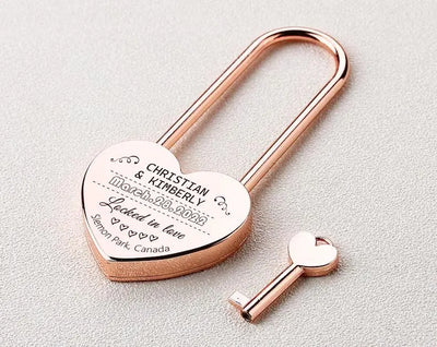 Personalized Heart Love Lock with Key