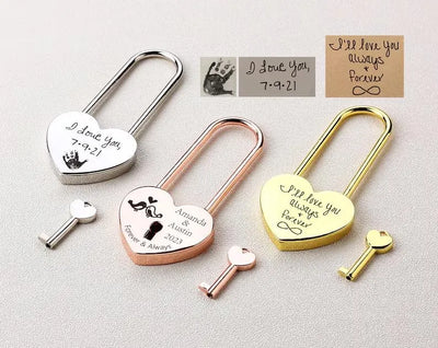 Personalized Heart Love Lock with Key