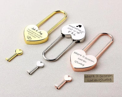 Personalized Heart Love Lock with Key