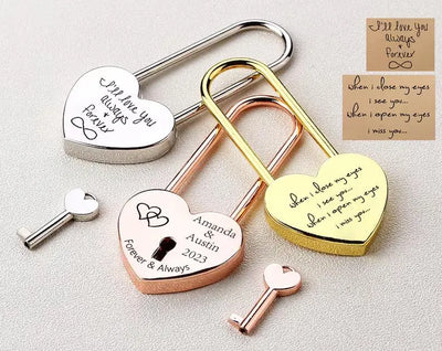 Personalized Heart Love Lock with Key