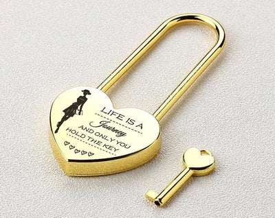 Personalized Heart Love Lock with Key