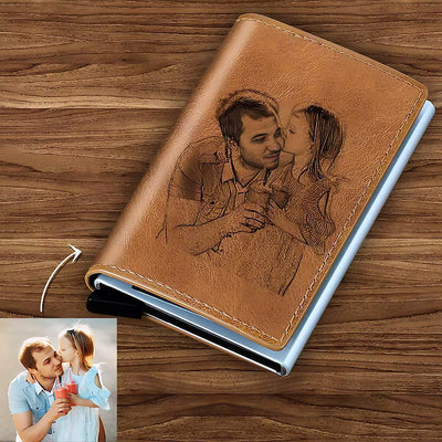Image Engraved Custom Leather Pop Up Wallet