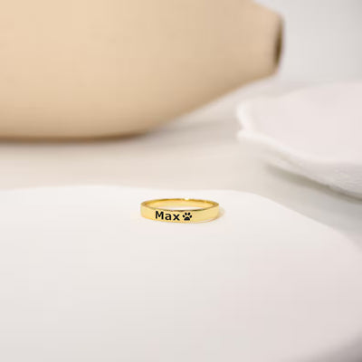 Pet Name Ring, Paw Print Ring
