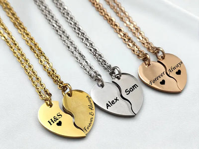 Personalized Broken Heart Necklace Set