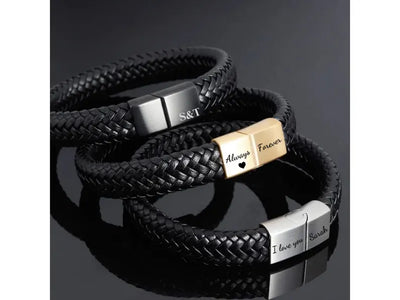 Personalised Braided Leather Bracelet