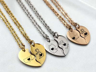 Personalized Broken Heart Necklace Set